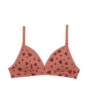 Les Pockets wireless hearts print stretch cotton triangle bra