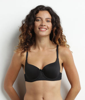 Soutien-gorge corbeille en dentelle florale recyclée Noir Sublim