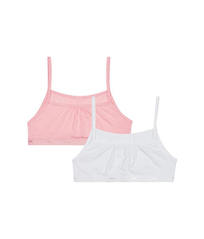 Lot de 2 brassières filles coton stretch Rose Blanc Les Pockets Ecodim