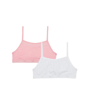 Lot de 2 brassières filles coton stretch Rose Blanc Les Pockets Ecodim