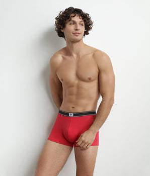 Men's boxer shorts in ribbed modal cotton Rouge Addict Dim Elegant