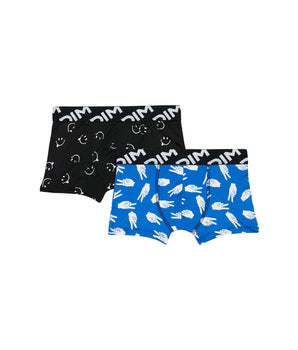 Dim Micro Pack of 2 boys' boxers in recycled microfibre with peace motif