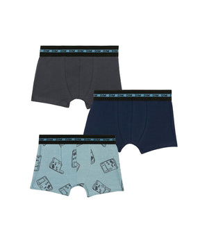 Lot de 3 boxers garçon coton stretch motif gameboy Bleu EcoDim Mode