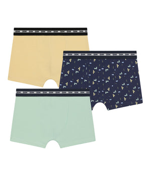 Lot de 3 boxers garçon motif pixel Bleu Jaune Coton Stretch Fashion