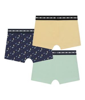 Lot de 3 boxers garçon motif pixel Bleu Jaune Coton Stretch Fashion