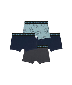 Pack of 4 boy's stretch cotton gameboy pattern boxers Blue EcoDim Fashion