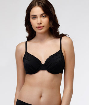 Lace underwired bra, black