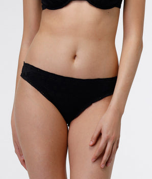 Bas de bikini midi en dentelle Sangallo noir