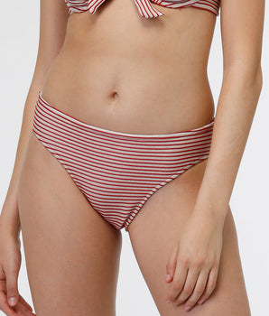 Bas de maillot de bain midi, rayures rouges