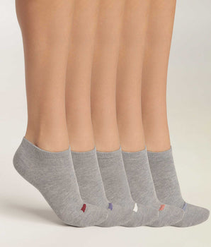 Lot de 5 paires de socquettes femme en coton Gris Clair EcoDim