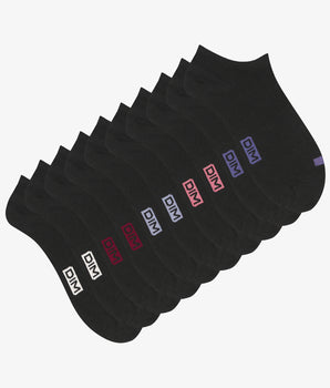 Pack of 5 pairs of women's black cotton socks with EcoDim pastilles