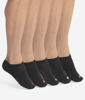 Pack of 5 pairs of men's black cotton socks with EcoDim labels
