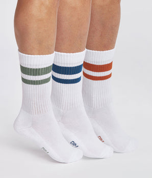 Lot de 3 paires de chaussettes homme en coton Blanc Vert EcoDim Sport