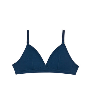 Skin Care wireless marine blue  triangle bra in organic cotton