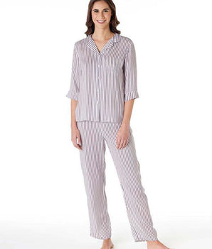 Pyjama long pour femme manches 3/4 , à rayures