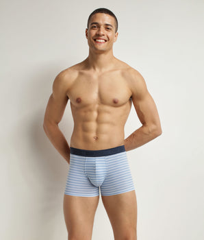 Boxer homme en coton stretch Bleu à rayures Dim Fancy