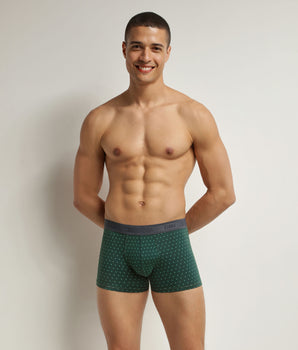 Boxer homme en coton stretch Vert à pois Dim Fancy