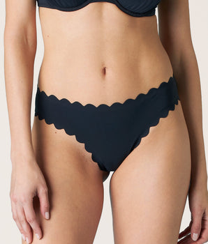 Black microfibre Brazilian bikini bottom