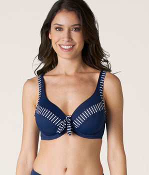 Blue microfibre underwired bikini top