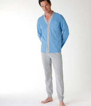 Powder blue jersey pyjamas with tunic