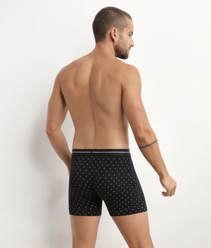 Men's microfibre boxers in Black with logomania pattern Dim Icons Essentiel