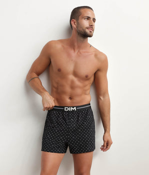 Men's cotton boxers in black with logomania pattern Dim Icons Essentiel