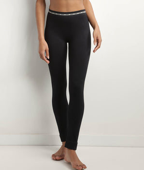 Black seamless women's leggings in ribbed fabric Dim Icon Seamless