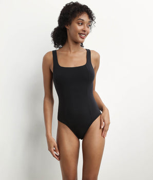 Women's Black modal cotton bodysuit with straps and square neckline Dim Icon