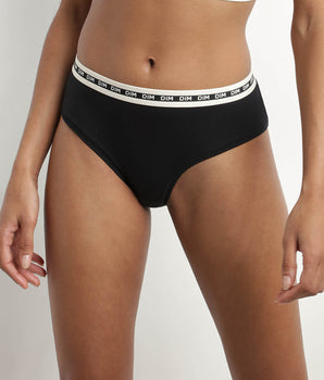 Women's Black modal cotton shorty with contrasting waistband Dim Icon Essentiel