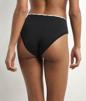 Women's stretch cotton briefs in black with Beige braid Dim Icon Essentiel