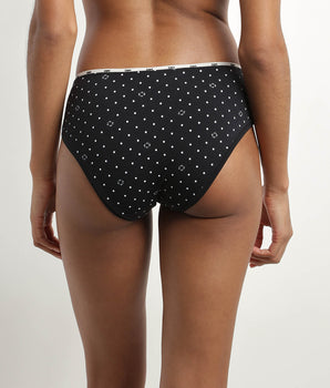 Women's stretch cotton briefs black with logo pattern Dim Icon Essentiel