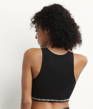 Seamless Ribbed polyamide modal Crop Top in Black Dim Icons Seamless