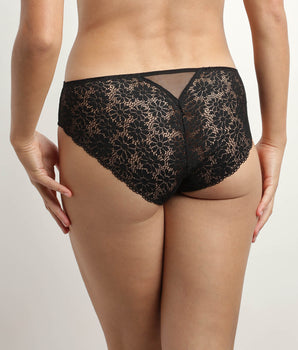 Slip femme en tulle et dentelle fleurie Noir Generous Édition Limitée