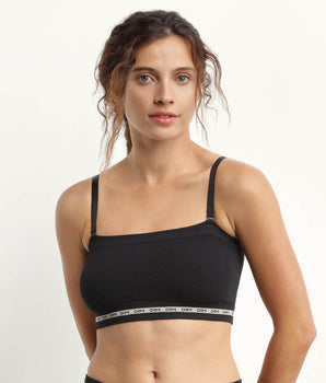 Soutien-gorge bandeau en modal polyamide Noir sans armature Dim Icons Seamless