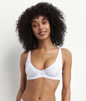 Soutien-gorge à armatures en dentelle florale Blanc Daily Dentelle