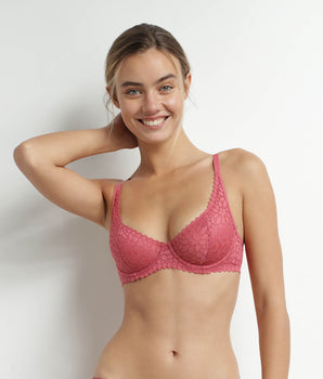 Soutien-gorge emboitant à armatures en dentelle florale Rose Daily Dentelle