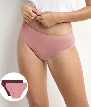 Pack of 2 women's briefs in stretch cotton in Rose and Ruby Body Touch Easy