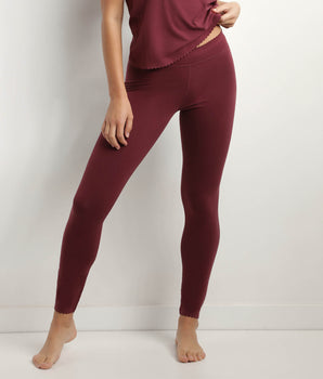 Women's Dark Ruby opaque stretch cotton leggings Body Touch Easy