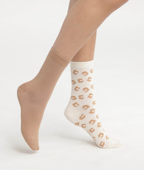 Pack of 2 Women's Flower Socks Cream Dim Bamboo