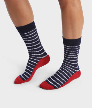 Chaussettes homme made in France au motif marinière Bleu Monsieur Dim