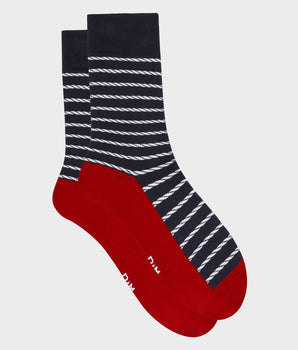 Men's socks made in France in blue with a striped pattern Monsieur Dim