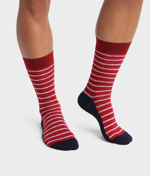 Chaussettes homme made in France au motif marinière Rouge Monsieur Dim