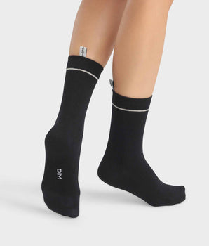 Chaussettes unisexe en coton modal côtelé Noir Dim Icons