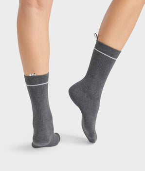 Chaussettes unisexes en coton modal côtelé Gris Dim Icons