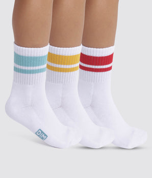 Lot de 3 paires de chaussettes enfant Turquoise Jaune Rouge Dim Sport