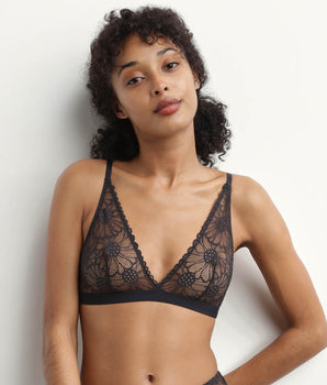 Soutien-gorge triangle en tulle et dentelle Noir Fais-Moi Une Fleur