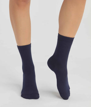 Lot de 2 paires de chaussettes femme en coton bio Bleu Marine Dim Good