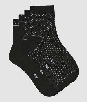 Pack of 2 pairs of black women's socks in organic cotton with polka dots Dim Good