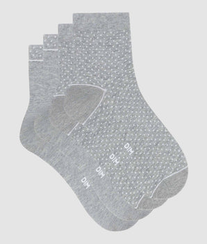 Lot de 2 paires de chaussettes femme en coton bio à pois Gris Dim Good