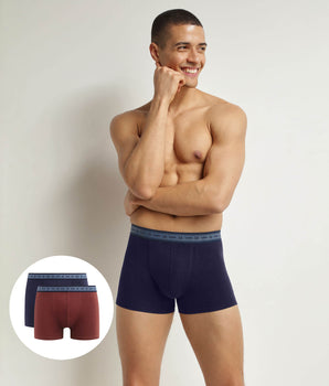 Pack of 2 men's boxers Red Blue in organic cotton  Dim Good